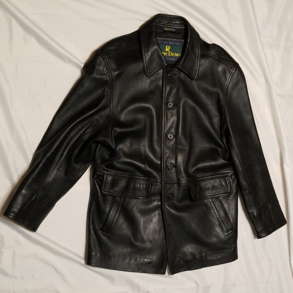 Romedeno Black Mens Leather Jacket Size 44